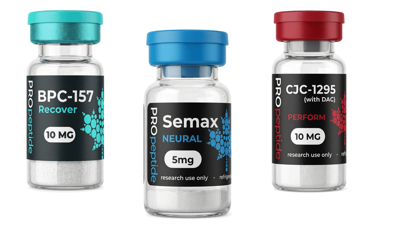 ProPeptide research vials — BPC-157, Semax, and CJC-1295