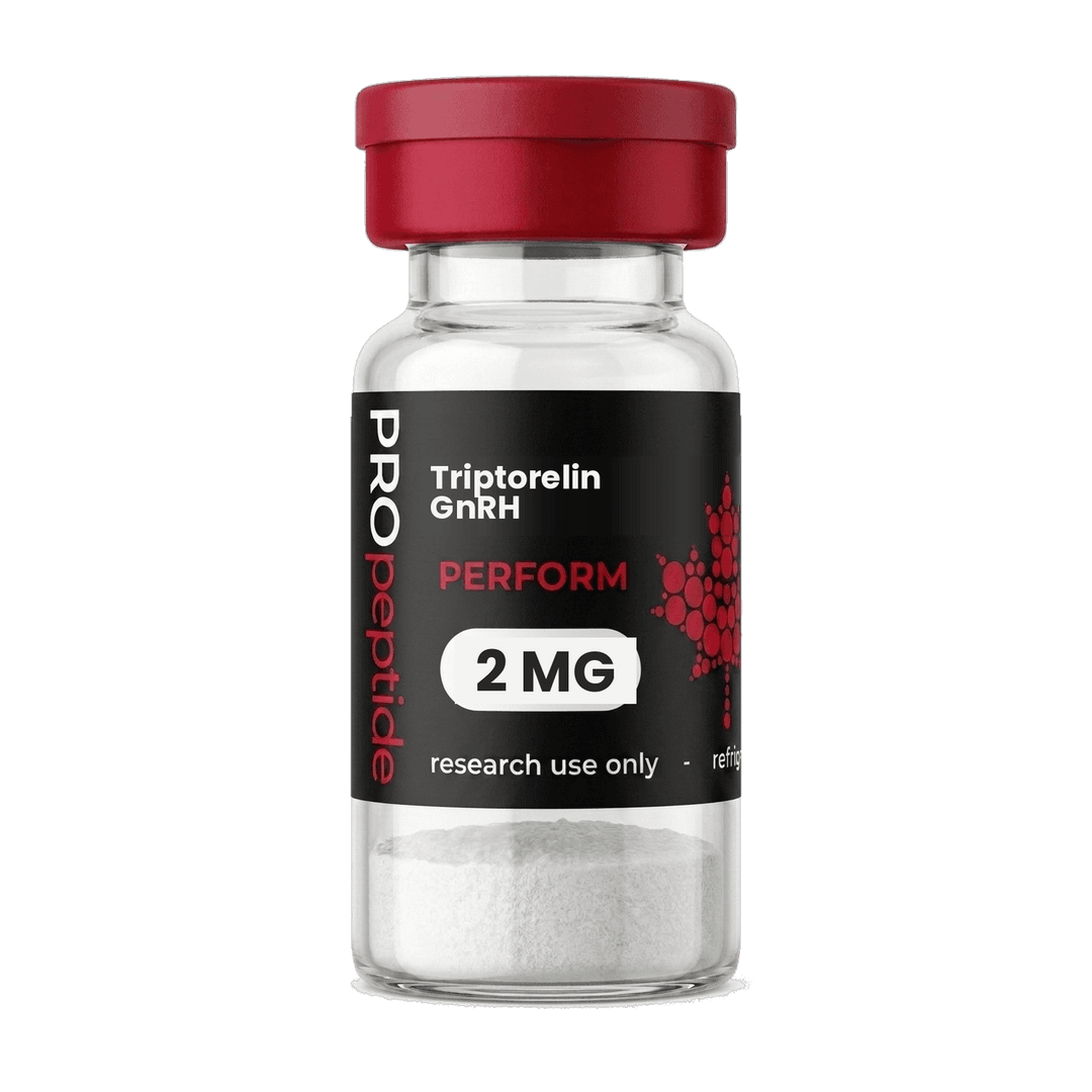 Triptorelin GnRH 2 MG peptide vial from Pro Peptide Perform range with crimson cap and white lyophilised powder
